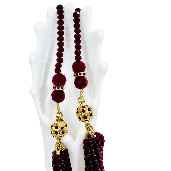 Vintage Multistrand Talbots Elegant Crystal Necklace Shades of Red - 34" - Picture 4 of 8
